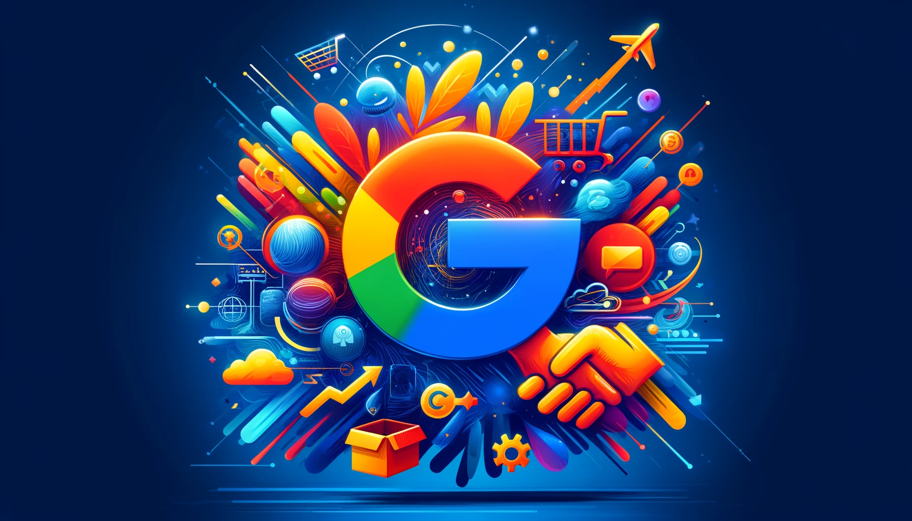 Modern graphic illustrating Google and Flipkart partnership.