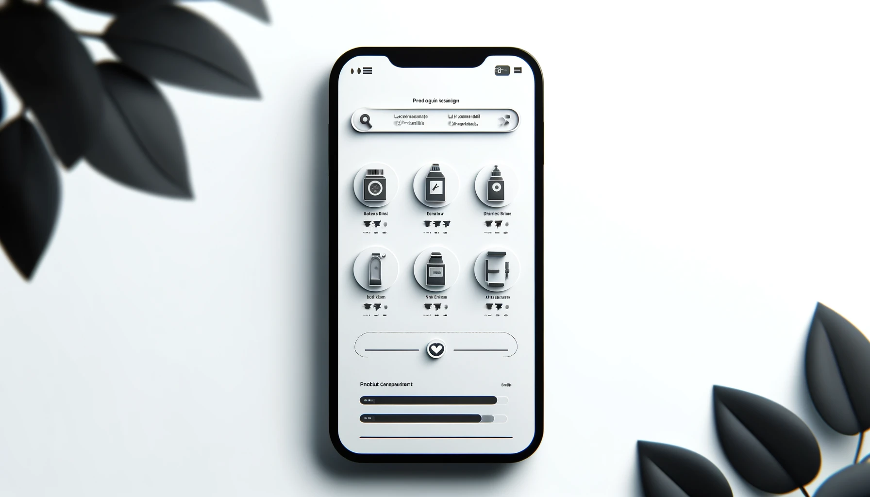 User-friendly smartphone interface with product comparisons in minimalist style, without inscriptions