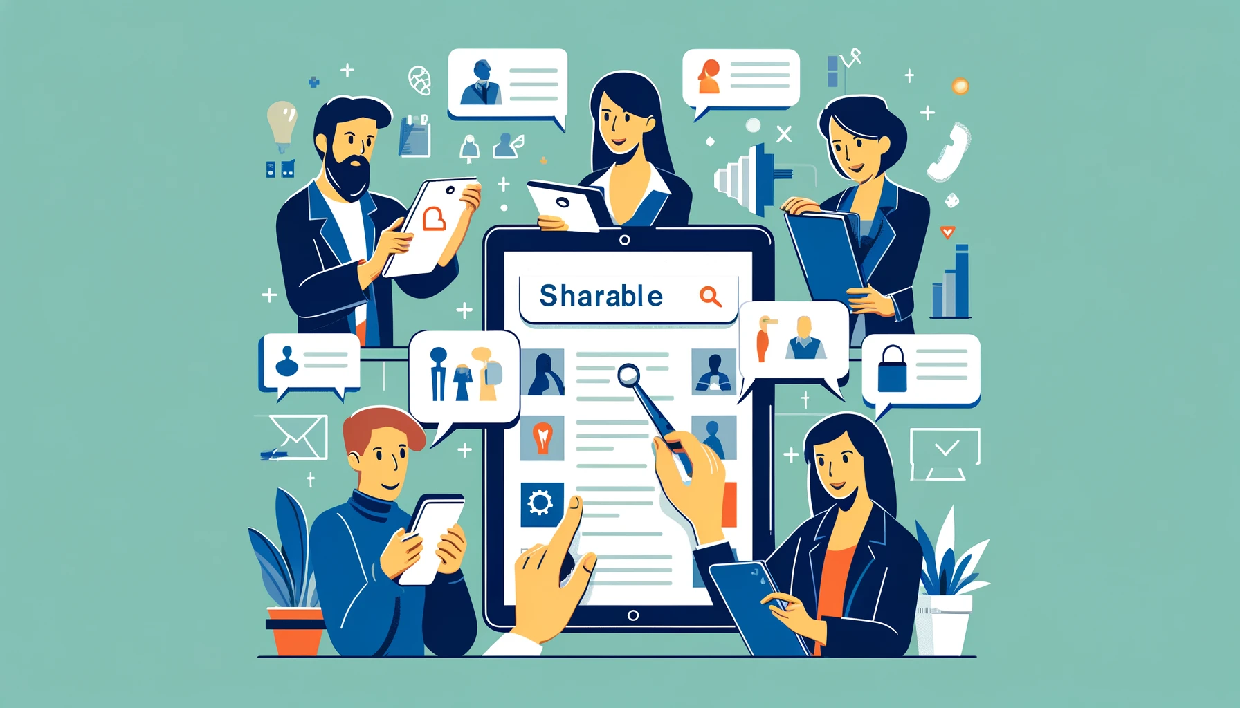 Professionals using shareable search pages for collaboration