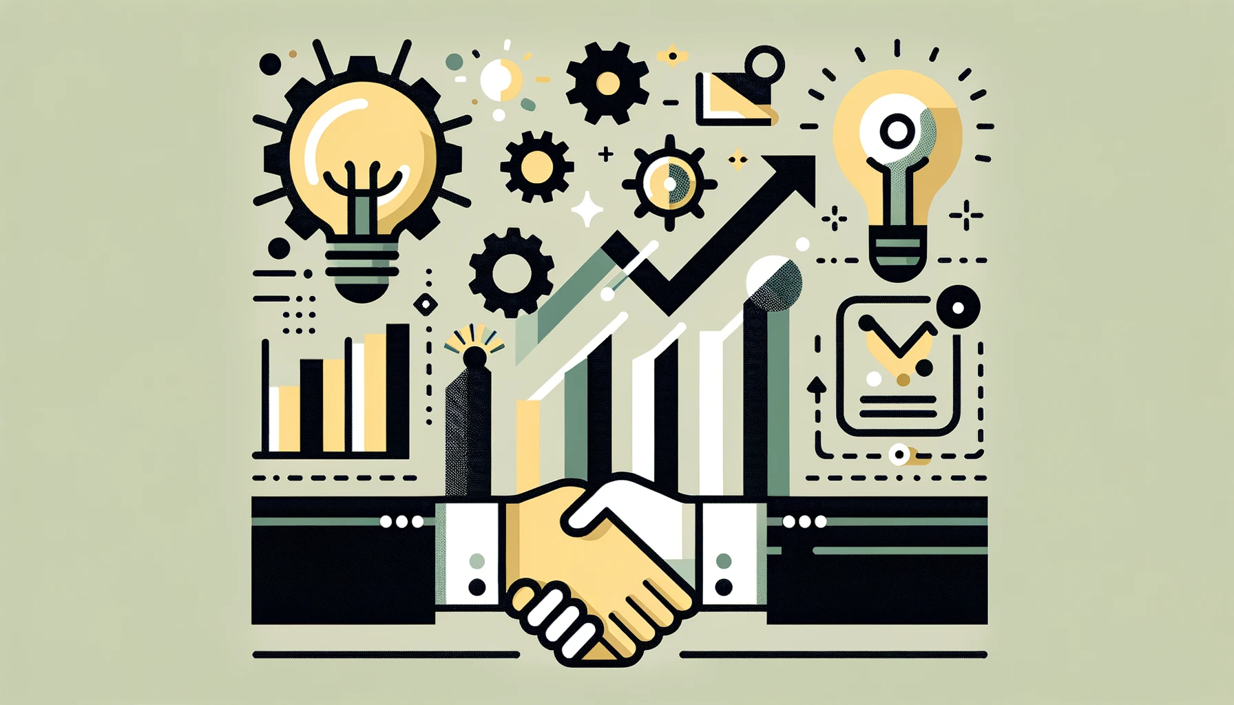 Minimalist design depicting growth, innovation, and partnerships in Spanish startups.