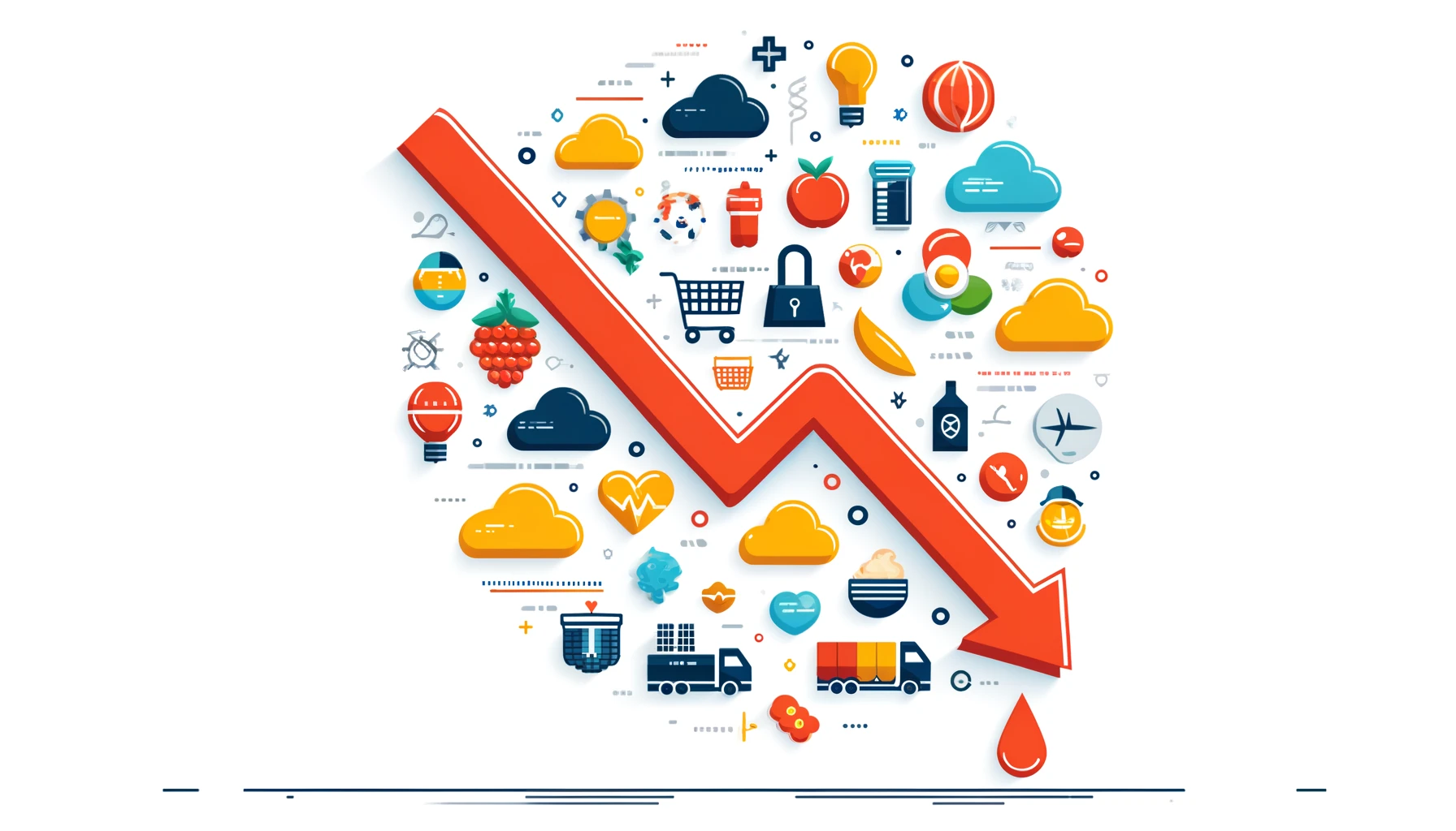 Infographic showing downward trend in food supply chain industry.