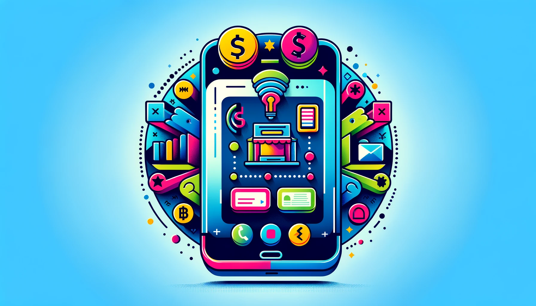 Smartphone displaying integrated banking and telecom services.