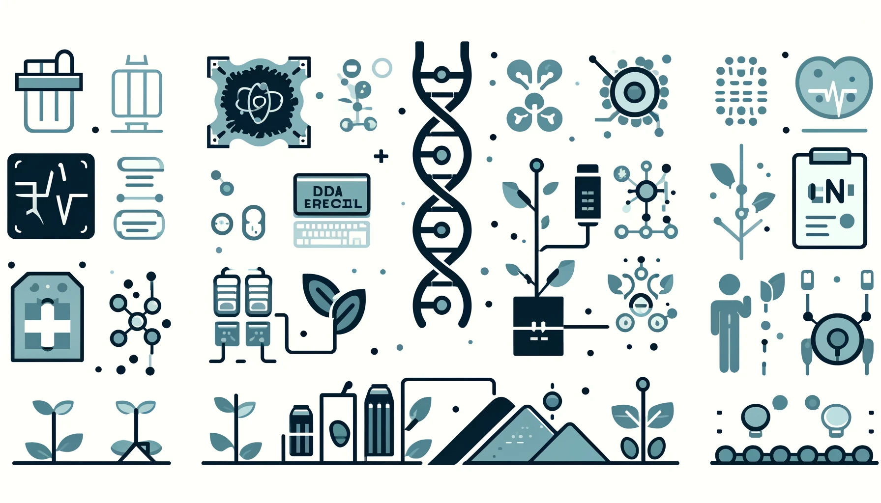 Minimalist illustration of groundbreaking biotech technologies.