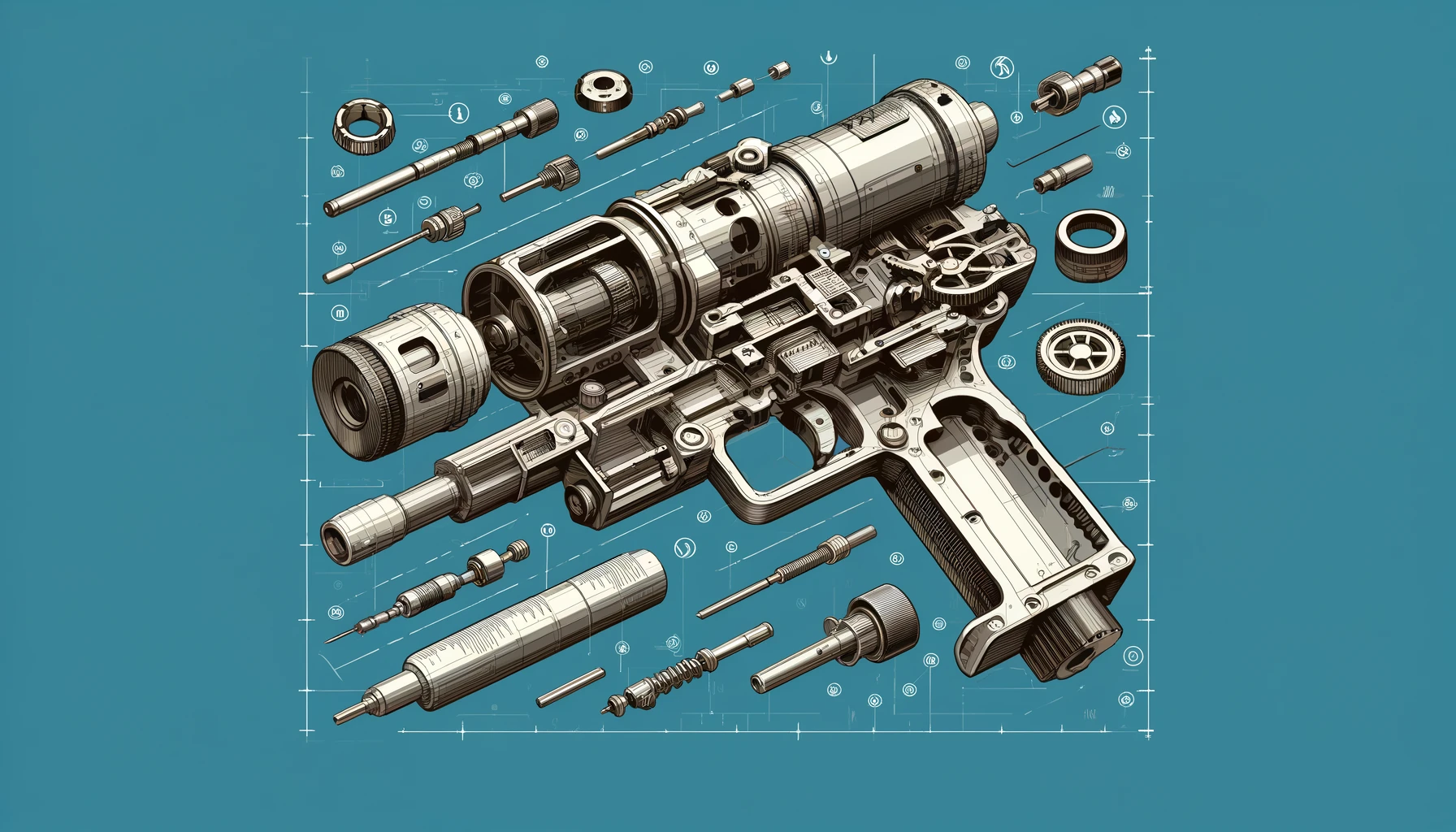 Illustrative concept of Jet Gun mechanism showcasing its compact and versatile design.