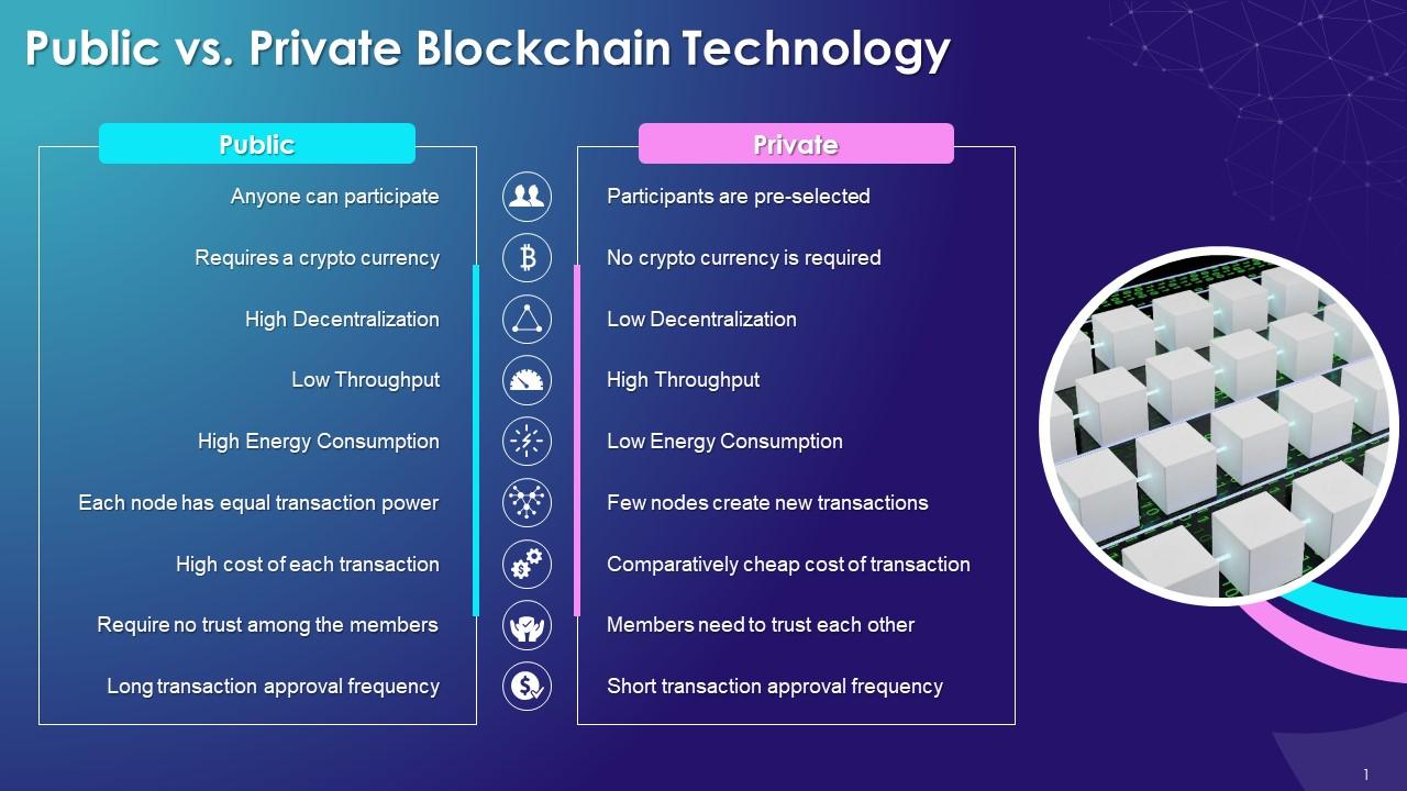 Public and Private Blockchains Compared with Examples