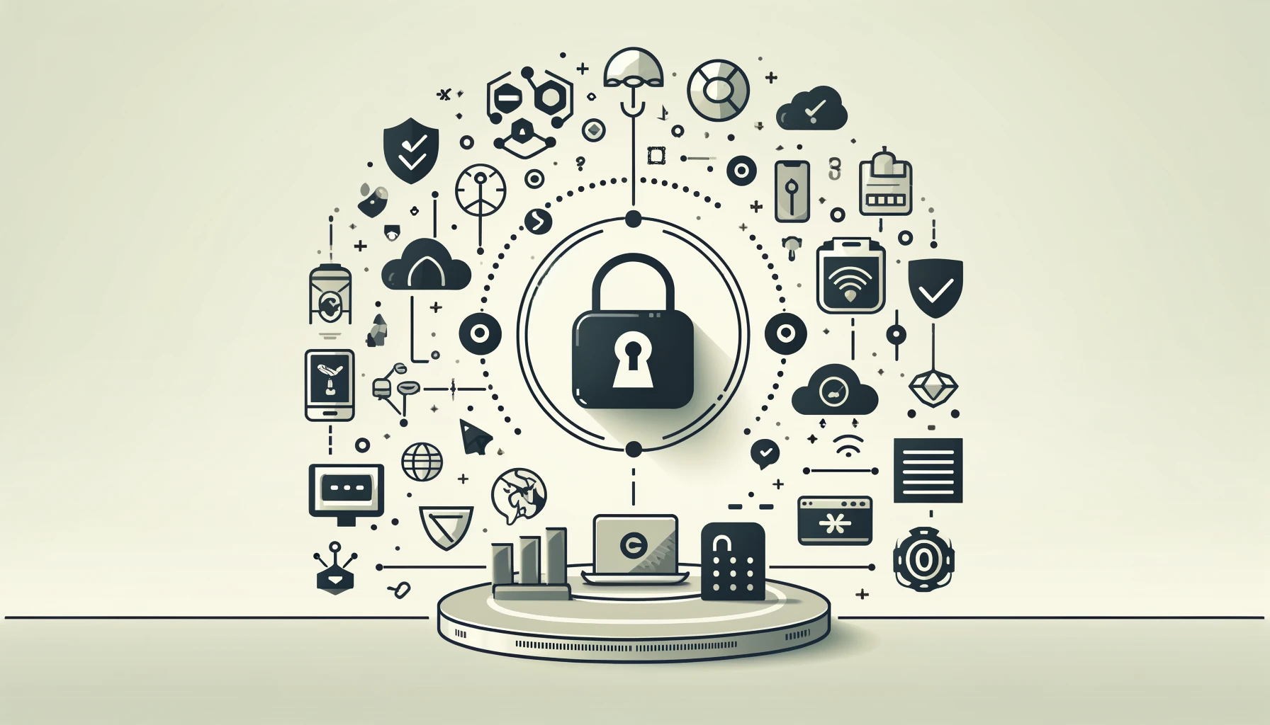 Secure digital hub with icons of digital assets for celebrity management.