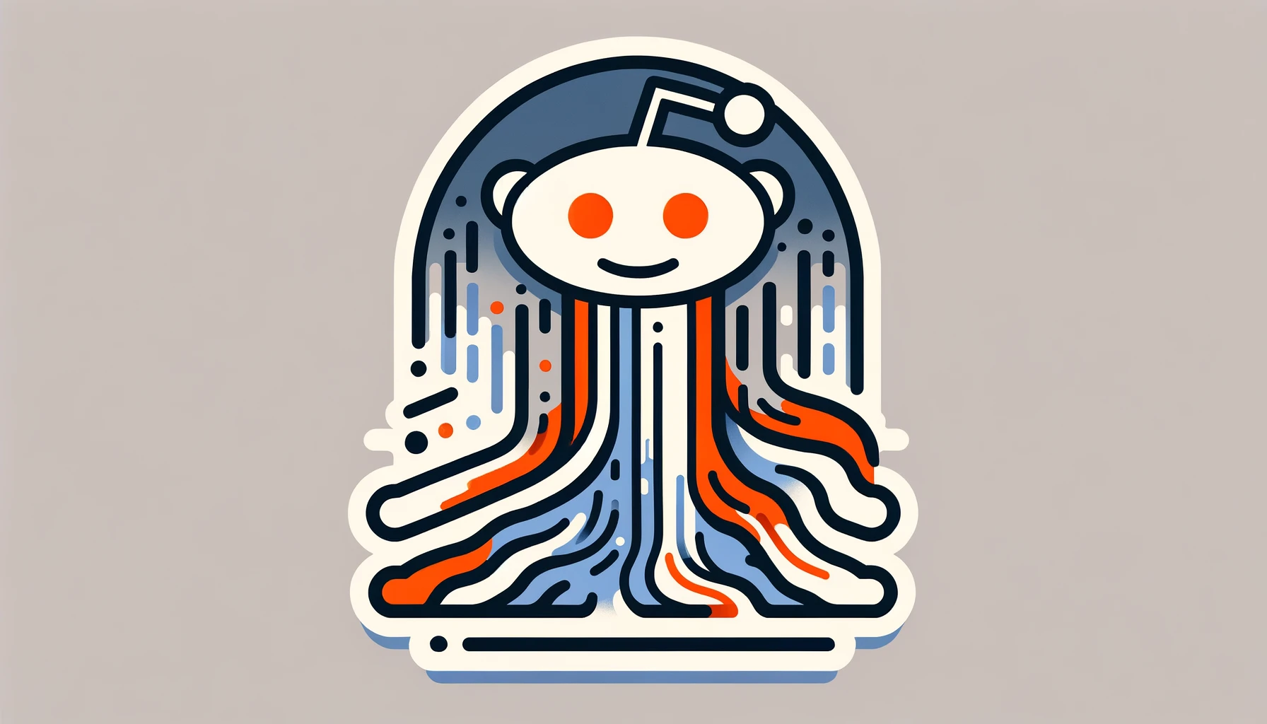Minimalist illustration of OpenAI and Reddit-like logo merging with simple data streams