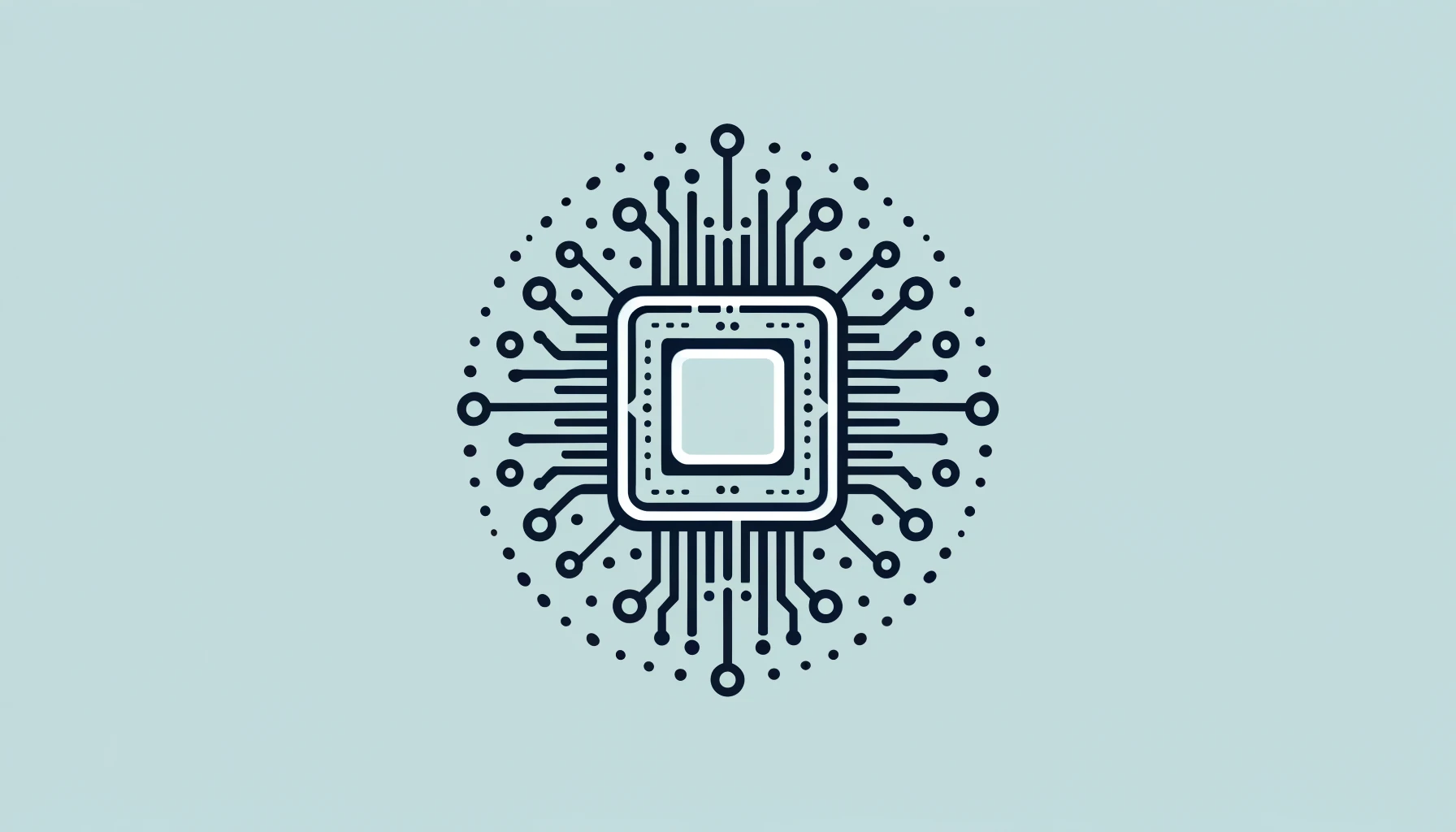 Minimalist style image featuring a tech chip, symbolizing AI and hardware innovation with clean lines and simple shapes.