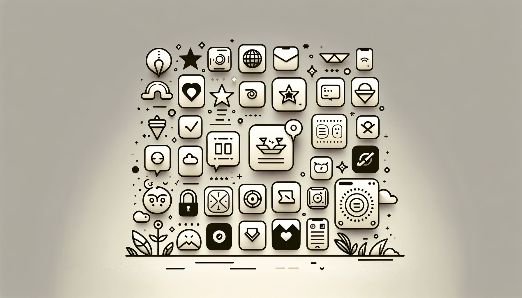 Minimalistic graphic showcasing various app icons representing design awards.