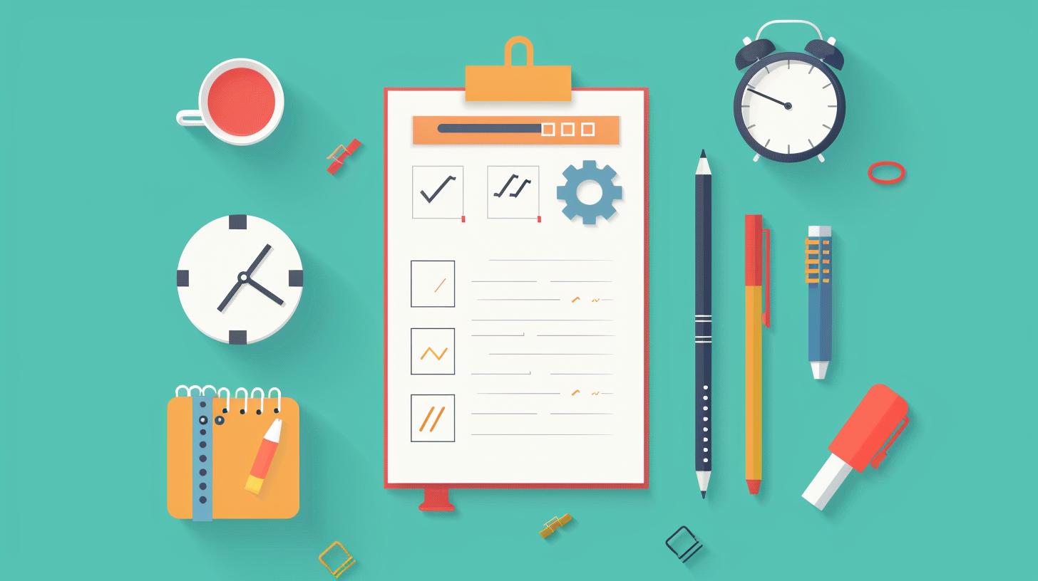 Graphic showing AI-powered notepad capturing and categorizing meeting information.