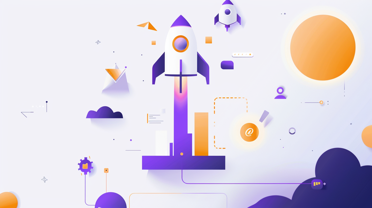 Minimalist depiction of technological advancement and startup acceleration.