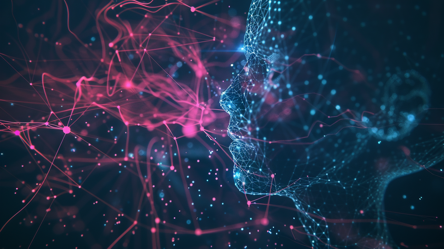 Abstract depiction of data annotation with neural networks and digital interfaces.