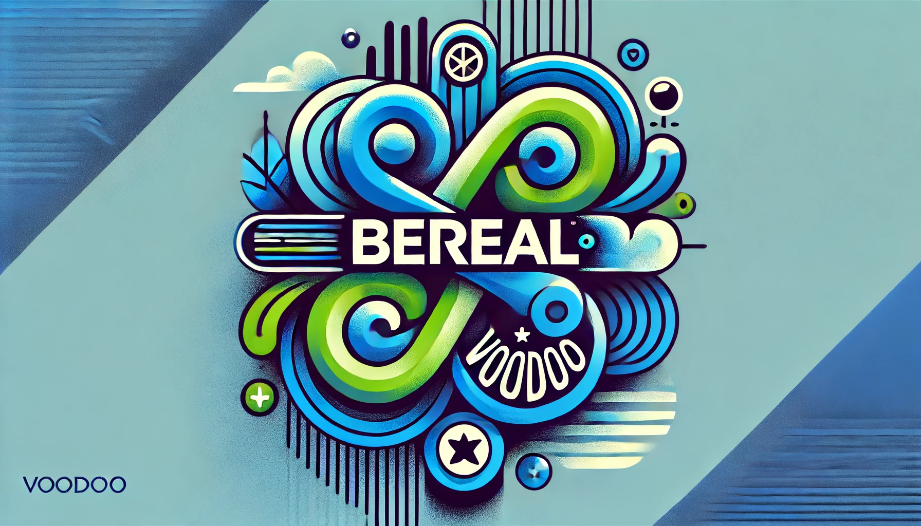 Stylized illustration of BeReal and Voodoo logos merging, symbolizing the acquisition.