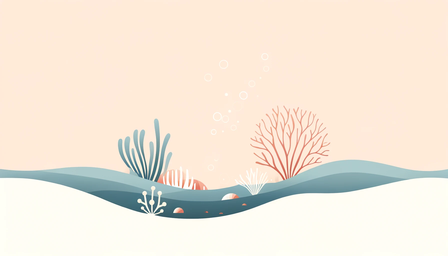 Minimalist depiction of coral reefs with simple shapes and clean lines
