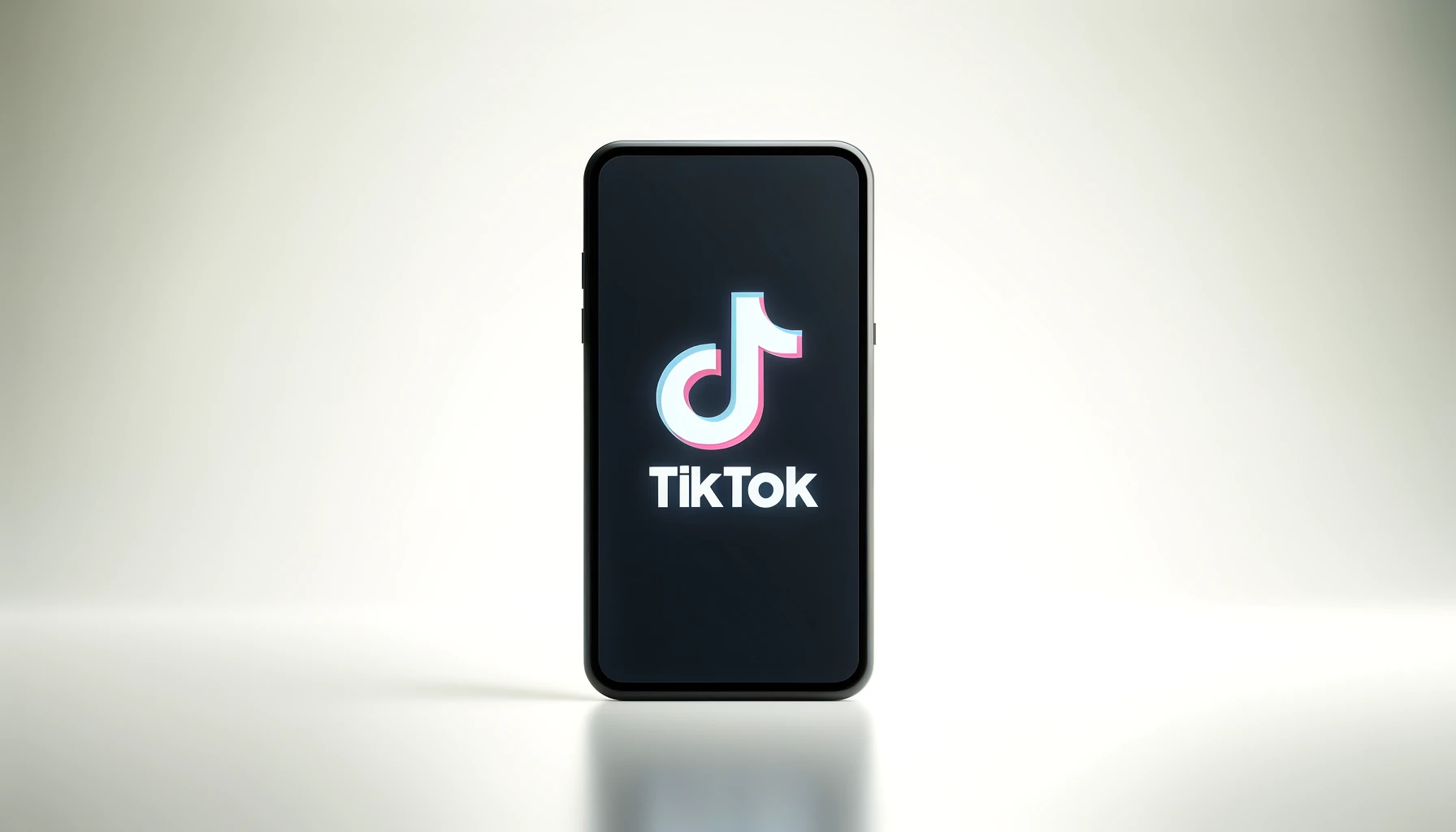 A minimalist style image of a smartphone screen with a TikTok-like logo prominently displayed in the center.