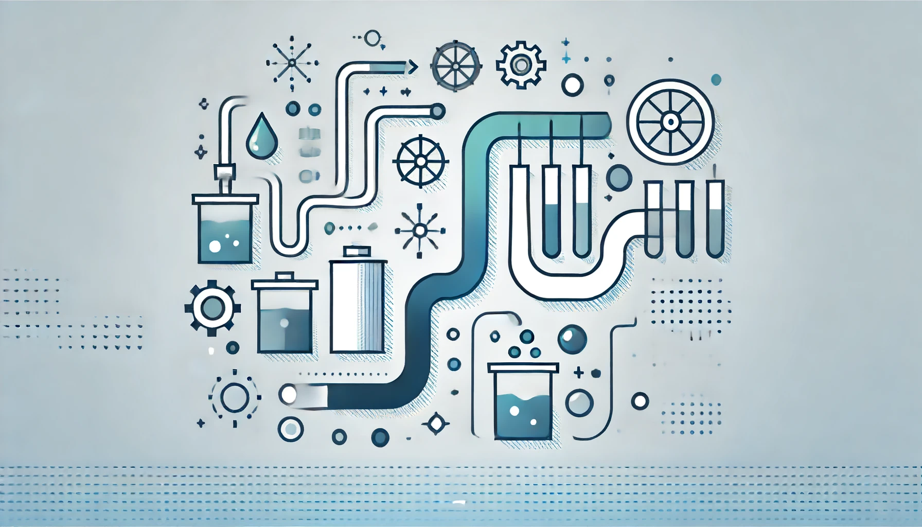 Minimalist abstract art of wastewater transformation into clean chemicals"