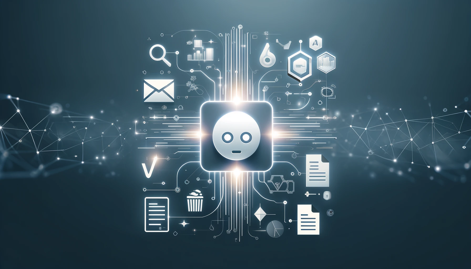 Abstract representation of AI technology integrating diverse procurement data sources in a minimalist style.