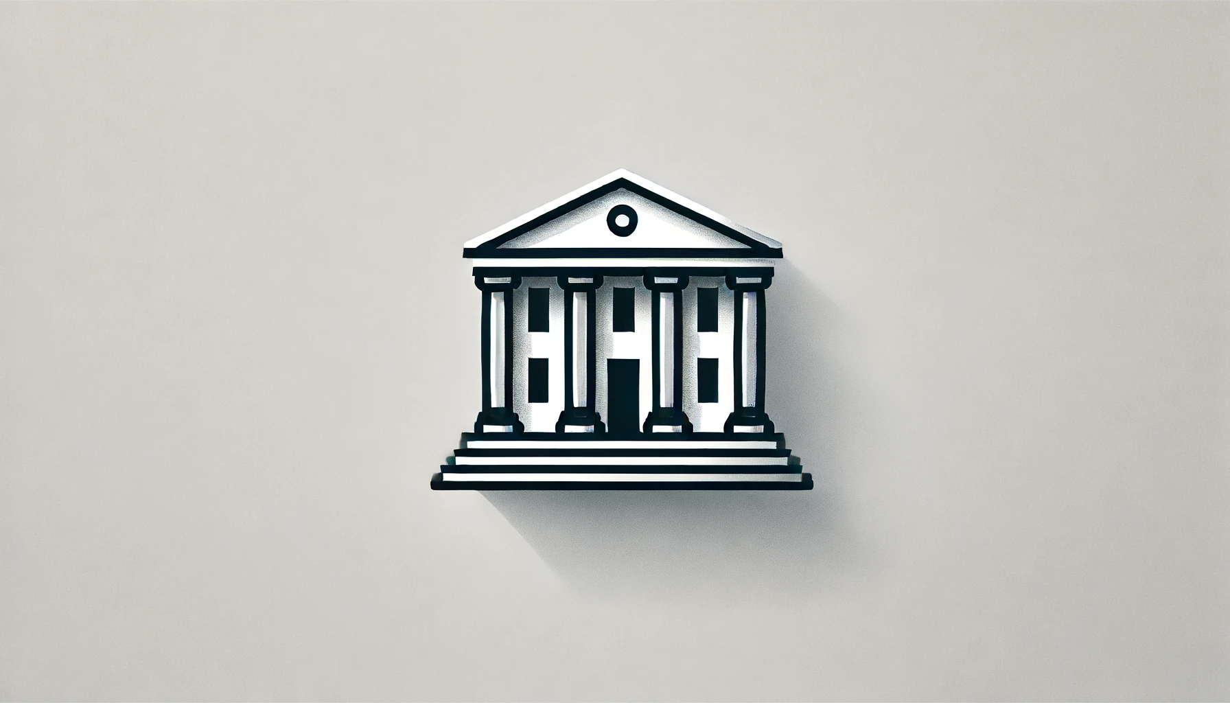 : A minimalist illustration of a bank building with a sleek and simple design, featuring clean lines and a modern aesthetic.