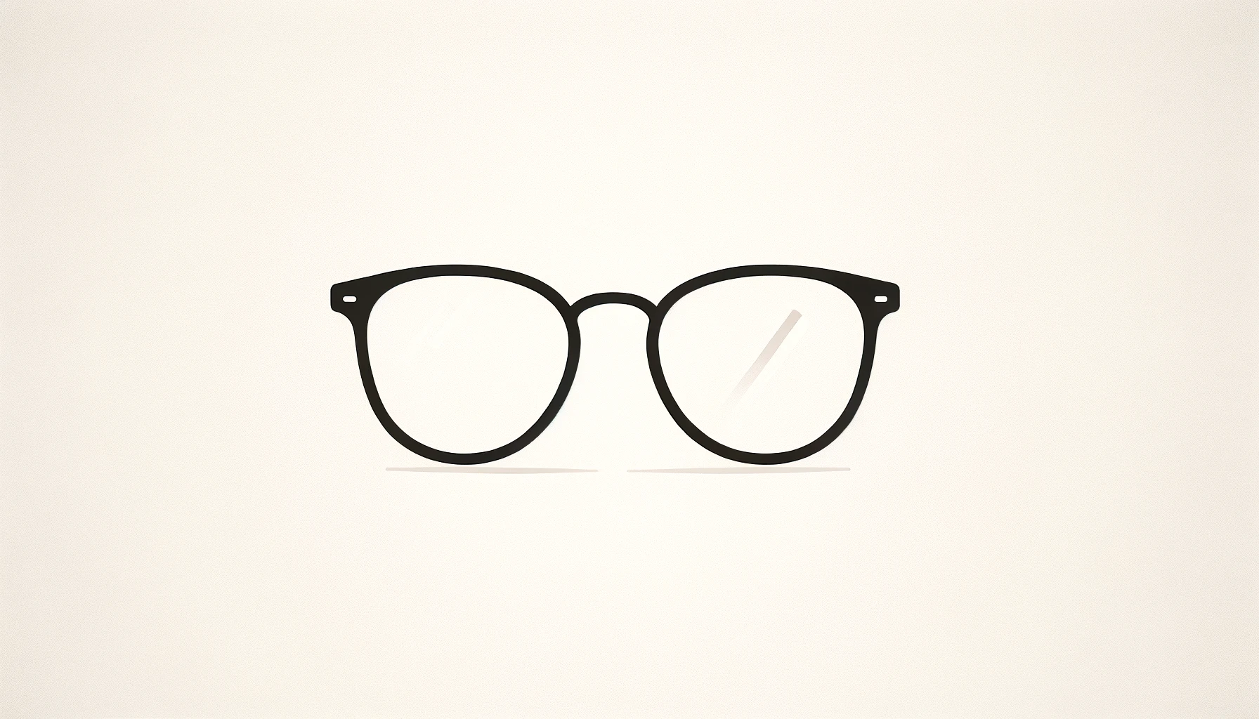 Minimalist depiction of a pair of sleek, simple eyeglasses on a plain background