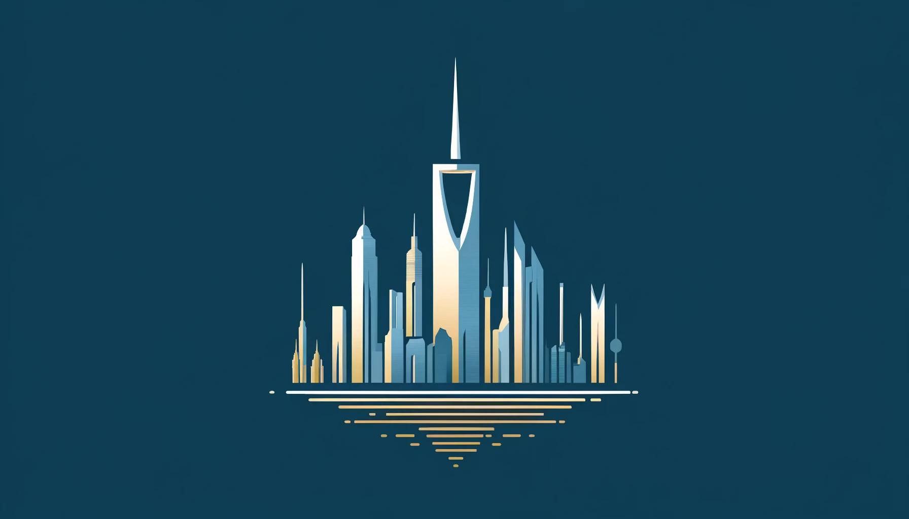 Minimalist vector illustration of the Saudi Arabian skyline, highlighting investment opportunities.