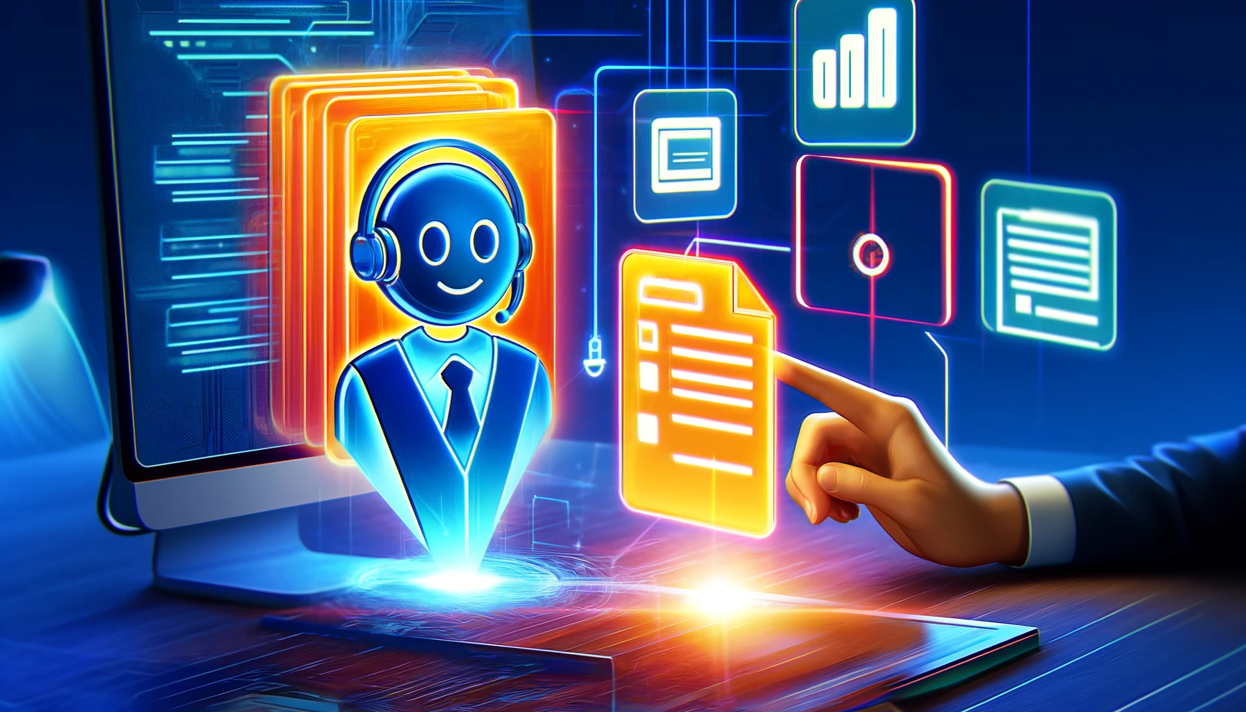 AI chatbot helping a user with document management in a digital knowledge base.