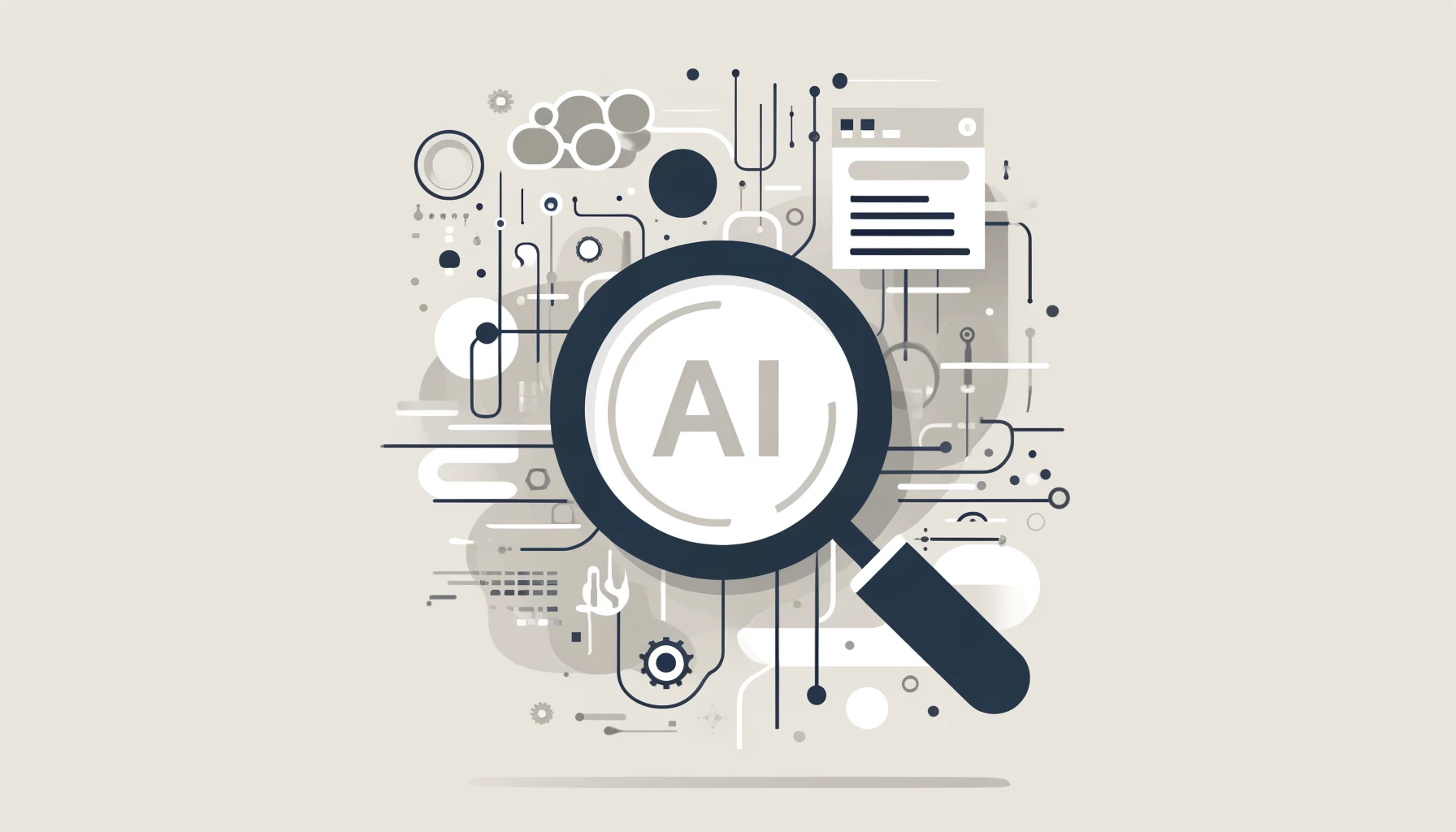 AI-powered search algorithms visualization in minimalist style.