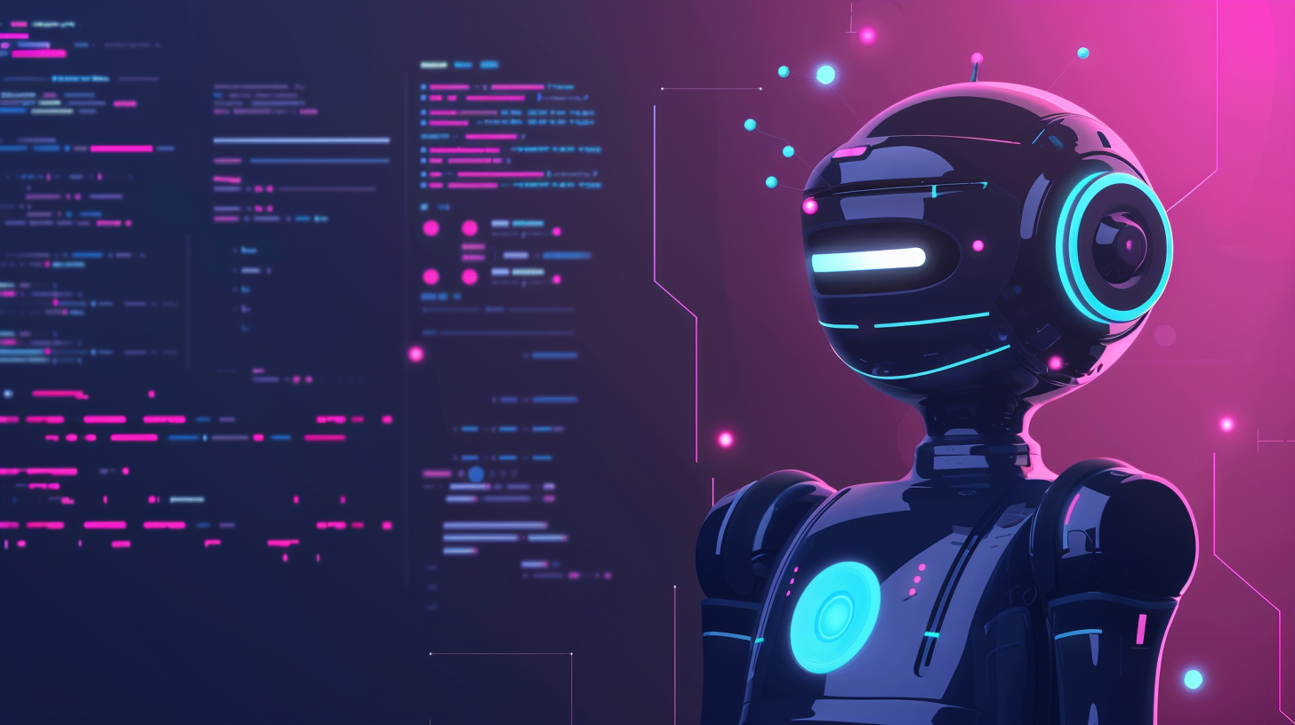Developers using AI assistant for code insights in minimalist style.