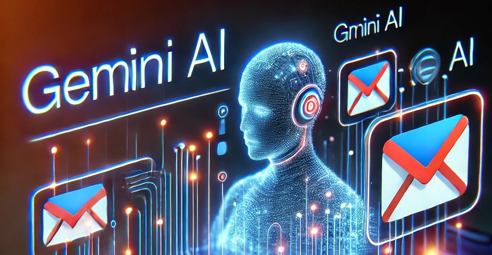 Futuristic illustartion Gmail with Gemini AI