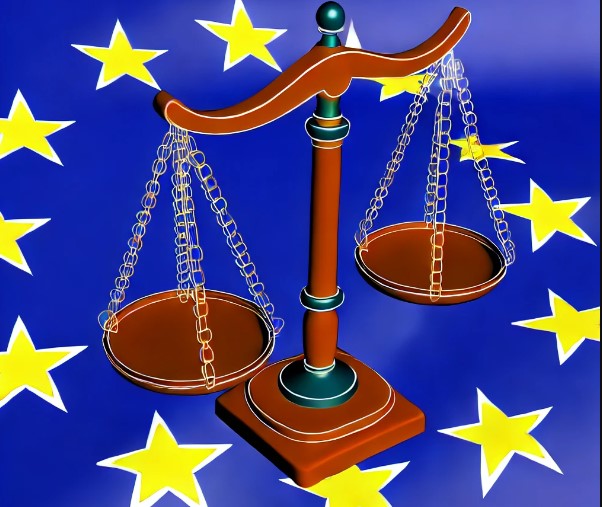 EU flag with legal scales