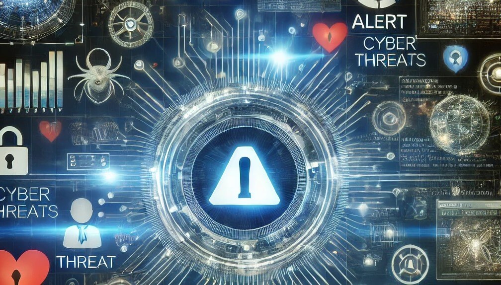 Illustration AI system detecting cyber threats