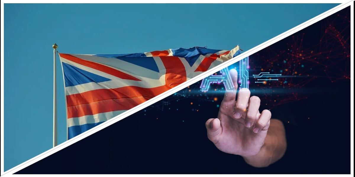 collage flag UK and AI